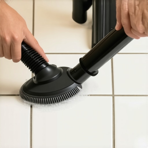 Effective Deep Cleaning with Steam Cleaner Person using steam cleaner on bathroom tiles for deep cleaning