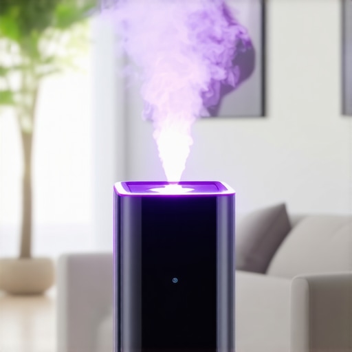 UV-C sterilizer and electrostatic sprayer disinfecting a modern home