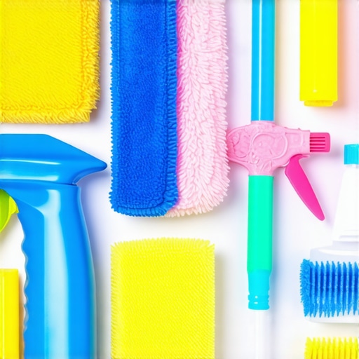 Advanced cleaning tools for thorough sanitation Cleaners with microfiber cloths, extendable duster, and disinfectant spray preparing for deep cleaning