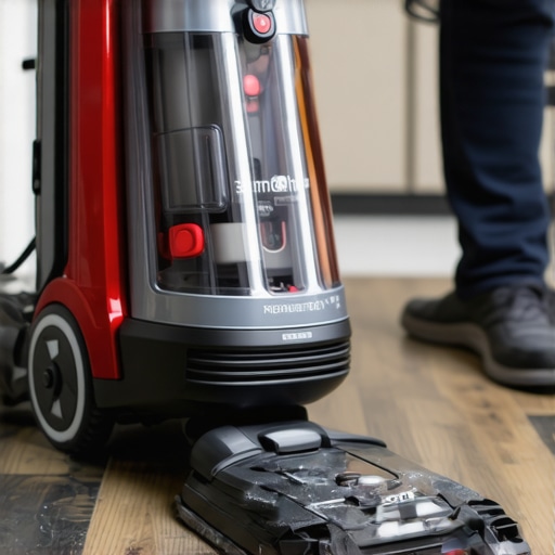 Maintaining Your Cleaning Tools for Longevity Person inspecting and cleaning a modern vacuum for optimal performance.