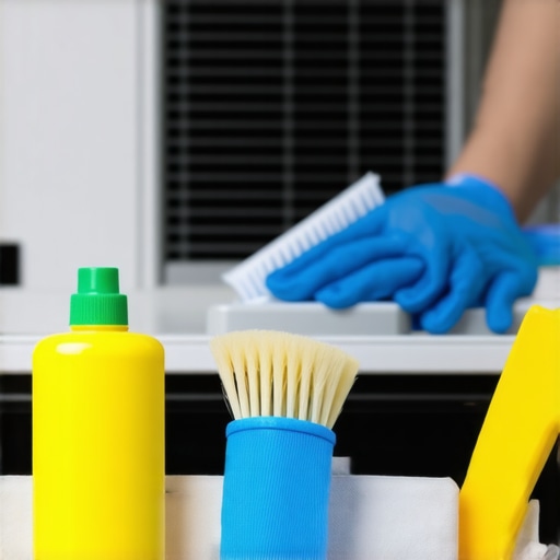 Person scrubbing HVAC vent covers during deep cleaning process