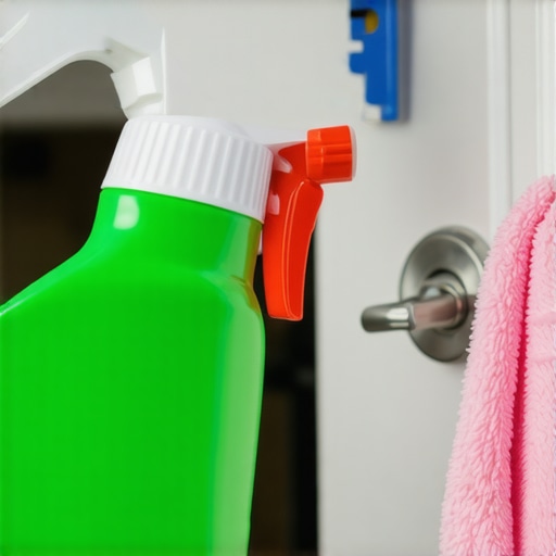 Disinfecting High-Touch Office Surface Cleaning professional disinfecting a doorknob in an office setting